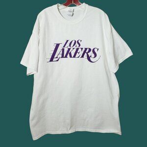 Gildan Los Angeles Lakers White T-Shirt XL  Unisex Short Sleeve Wht/Purple XLarg